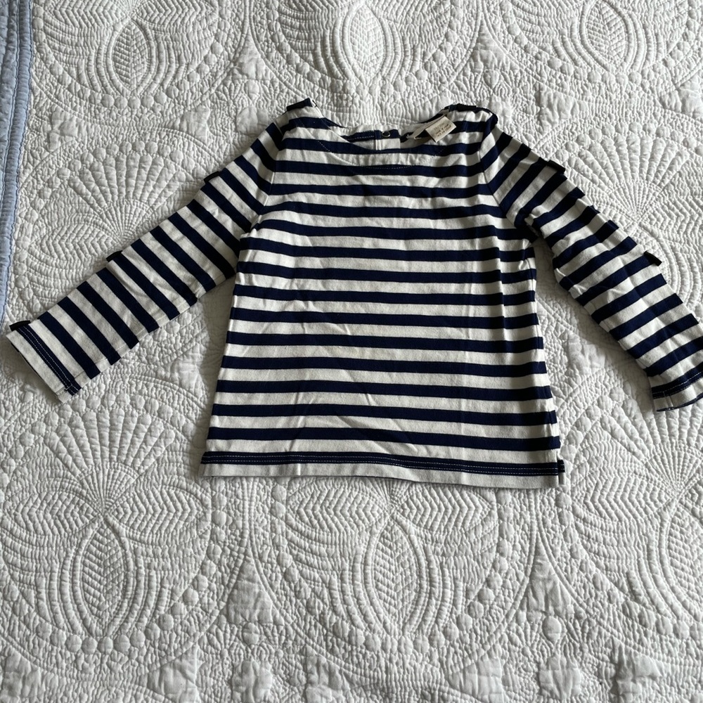Kate Spade Striped Long-sleeve Top Bow Detailing